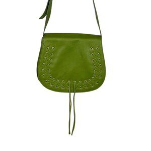 Violetta A2 Pebbled Leather Crossbody Bag Jade Green Fringe Purse Shoulder Bag